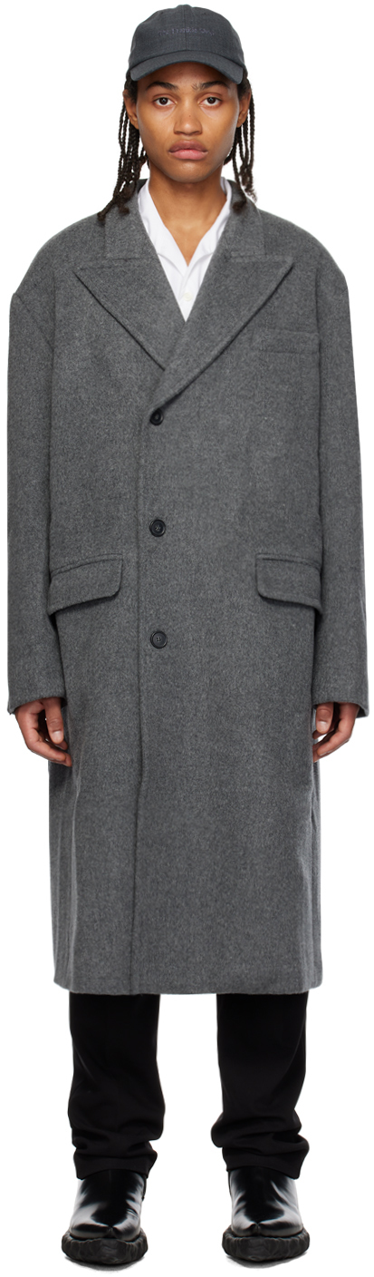 The Frankie Shop Curtis Double-breasted Wool Overcoat In Charcoal