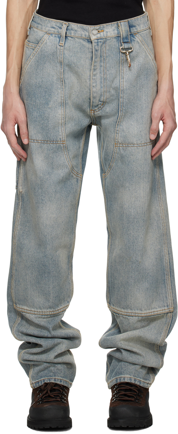 Blue Double Knee Jeans by Reese Cooper on Sale