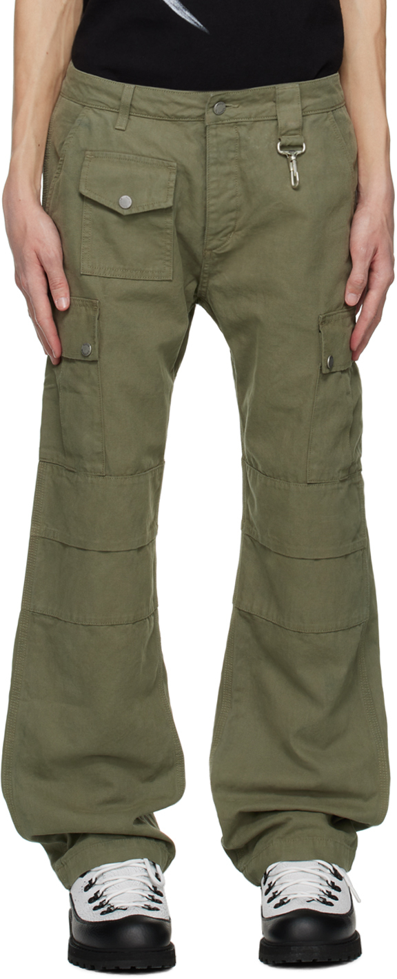 Green Garment-Dyed Cargo Pants