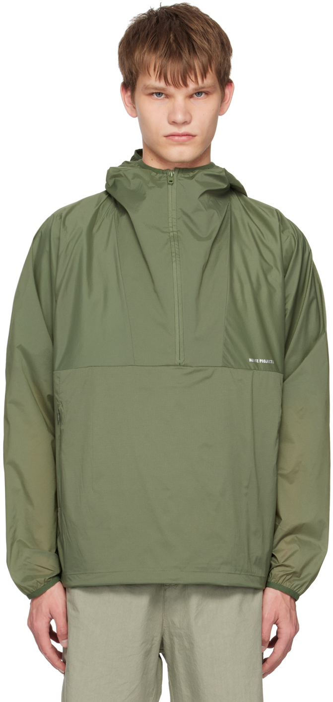 Norse Projects Logo-print Hooded Jacket In Green