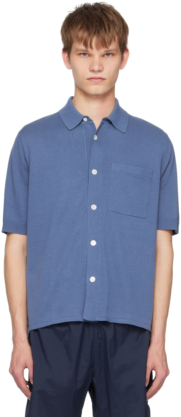 Shop Norse Projects Blue Rollo Shirt In Calcite Blue
