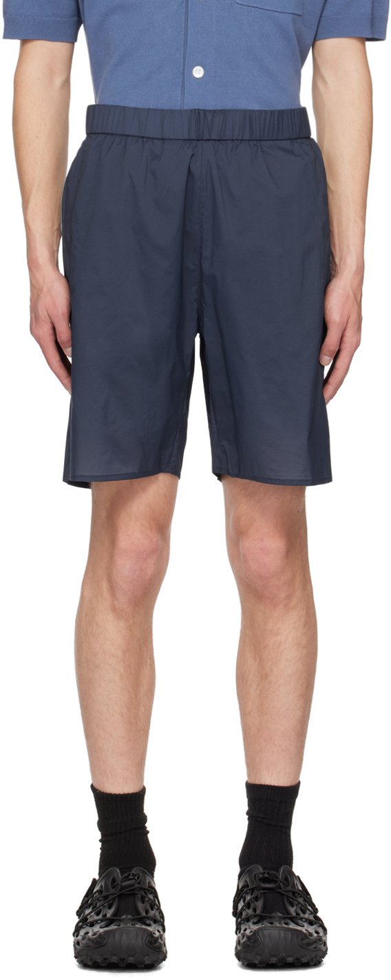 Shop Norse Projects Navy Poul Shorts In Calcite Blue