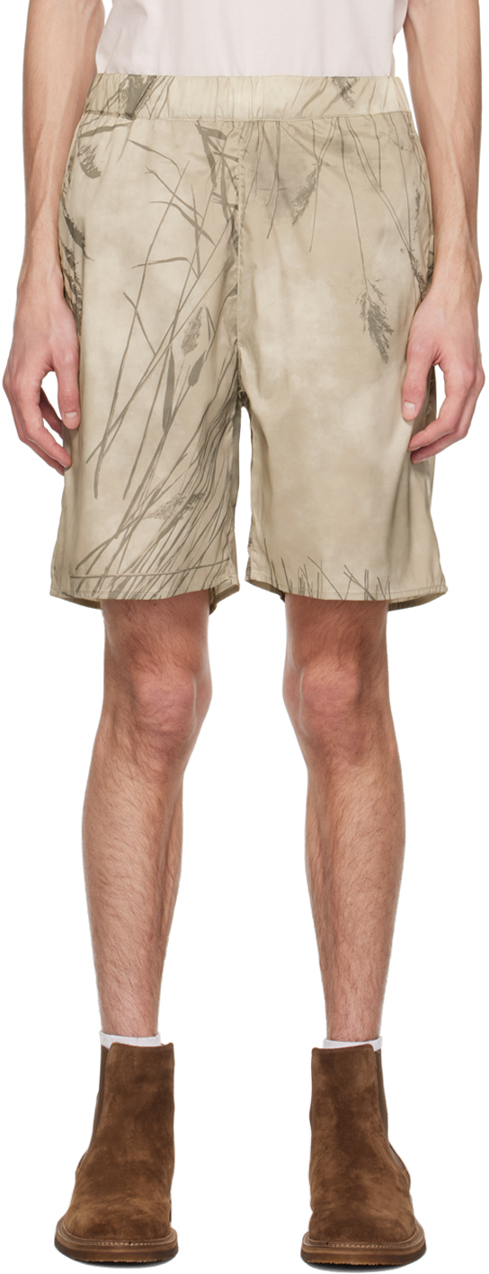 Norse Projects Mens Light Khaki Poul Graphic-print Stretch-woven Shorts