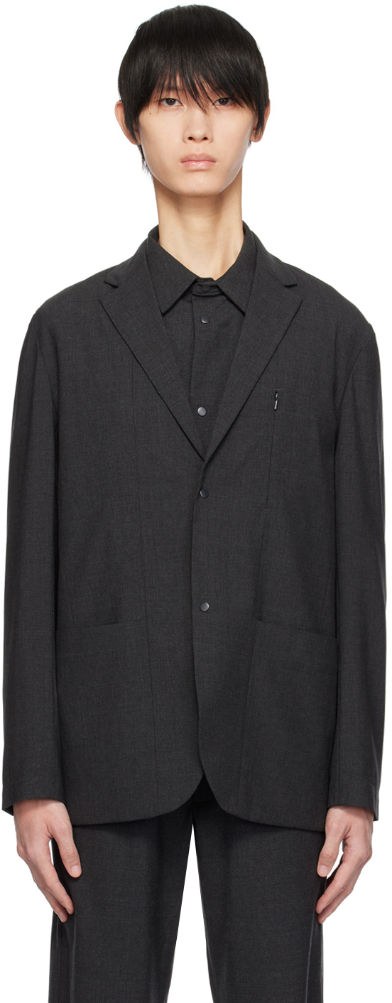 Shop Norse Projects Gray Emil Blazer In Charcoal Melange