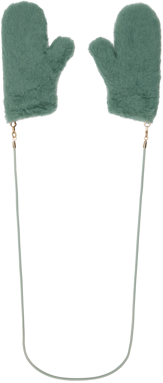 Max Mara Blue Ombrato Mittens In 007 Sage Green