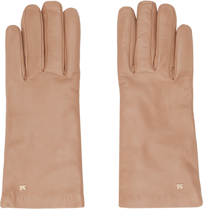 Max Mara Pink Nappa Leather Gloves In 018 Antique Rose