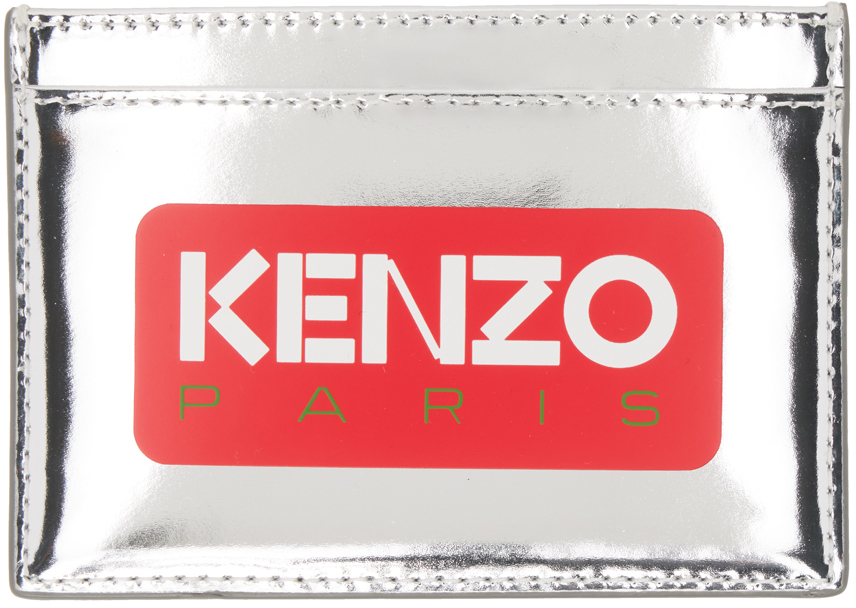 Kenzo Silver  Paris Logo Card Holder