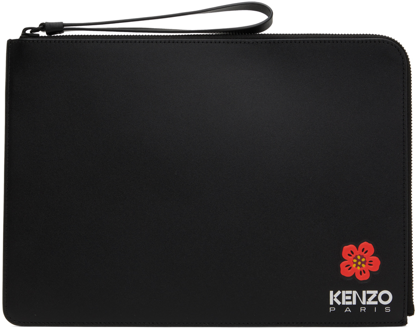 Kenzo: Black Kenzo Paris Large Boke Flower Clutch | SSENSE Canada