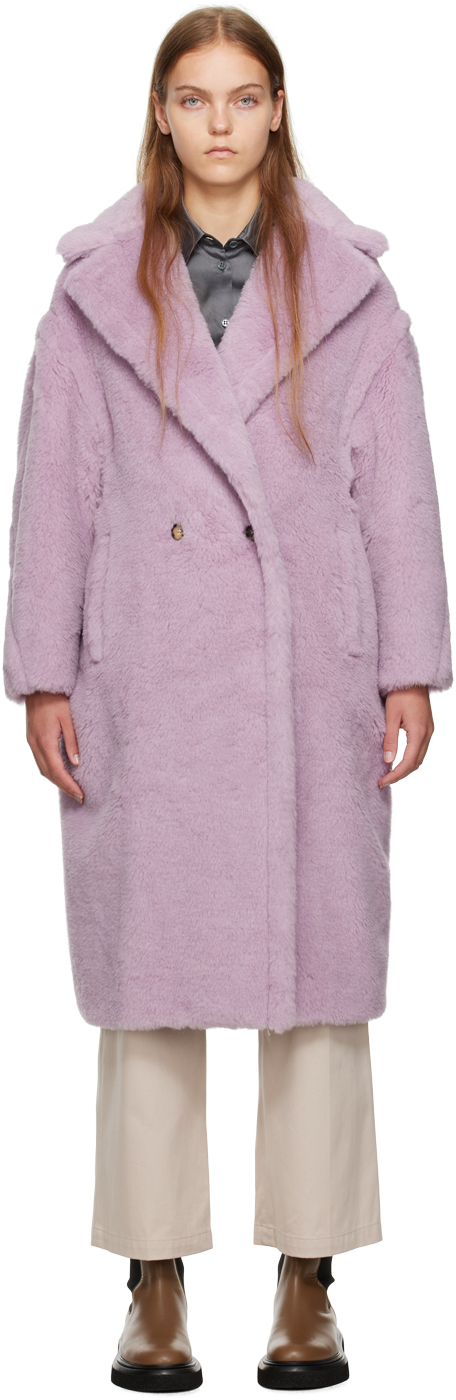 Shop Max Mara Purple Teddy Bear Icon Coat In 019 Lilac