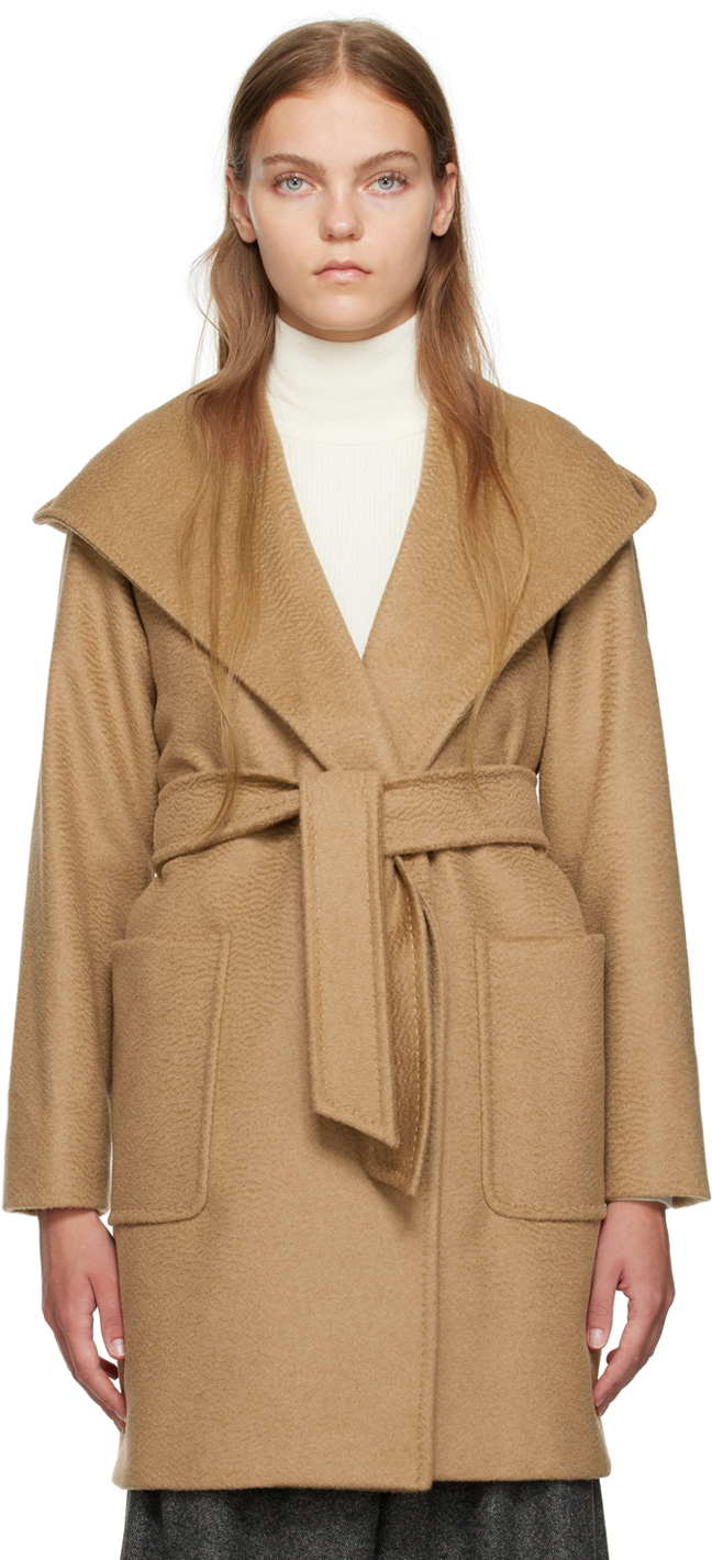 Shop Max Mara Tan Wrap Coat In 001 Camel