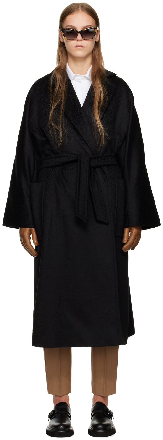 Max Mara Black Oversized Coat In 002 Black