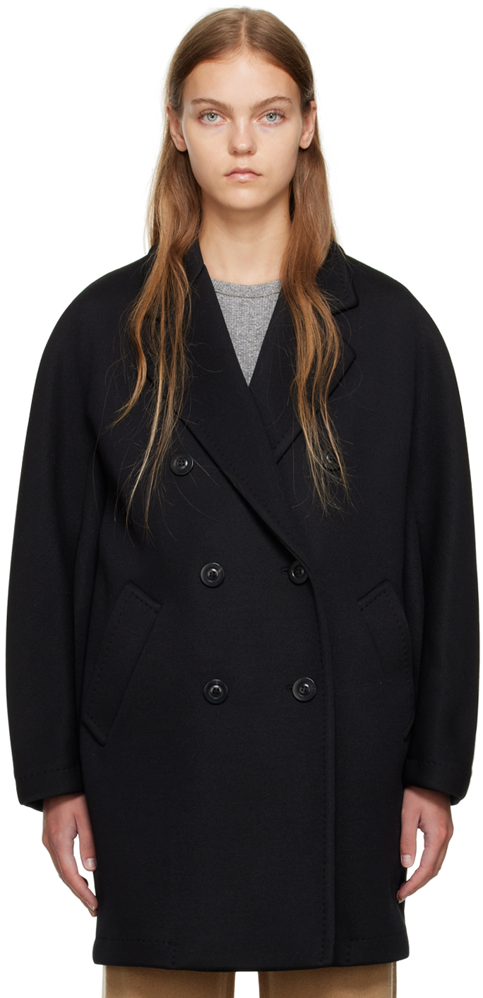 Manteau surdimensionn noir Max Mara en solde