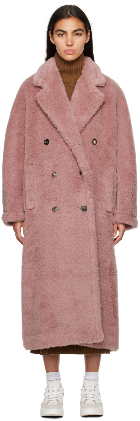 Shop Max Mara Pink Teddy Bear Coat In Antique Rose