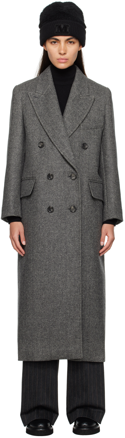 Shop Max Mara Gray Masculine Coat In Dark Grey