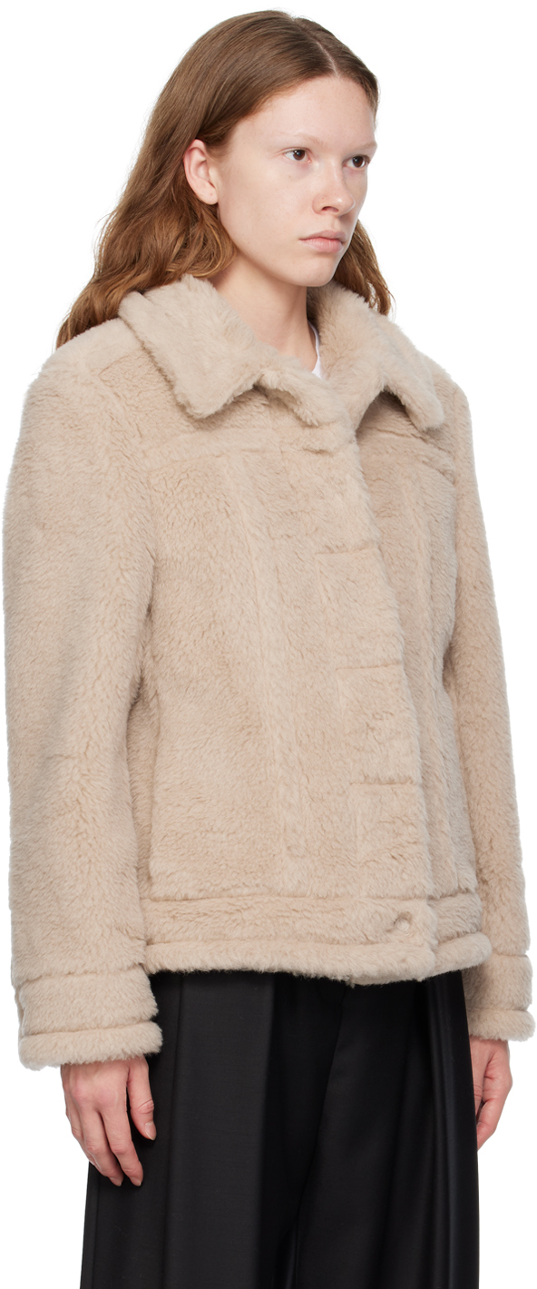 Shop Max Mara Taupe Teddino Jacket In 002 Beige