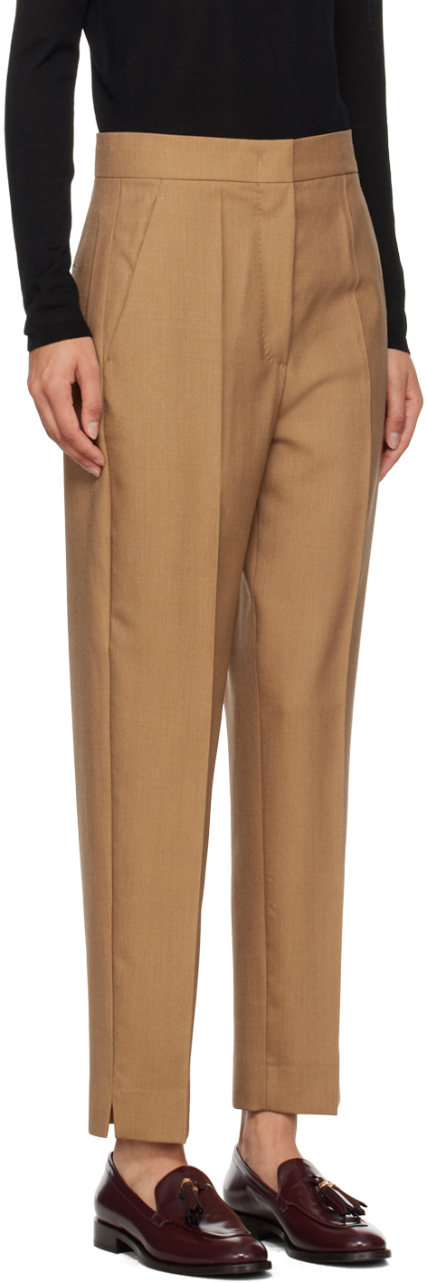 Max Mara Tan Mira Trousers In 007 Camel