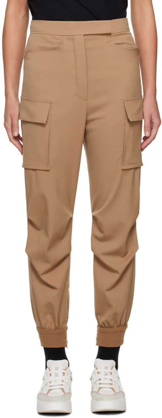 Shop Max Mara Tan Cargo Pocket Trousers In 007 Camel