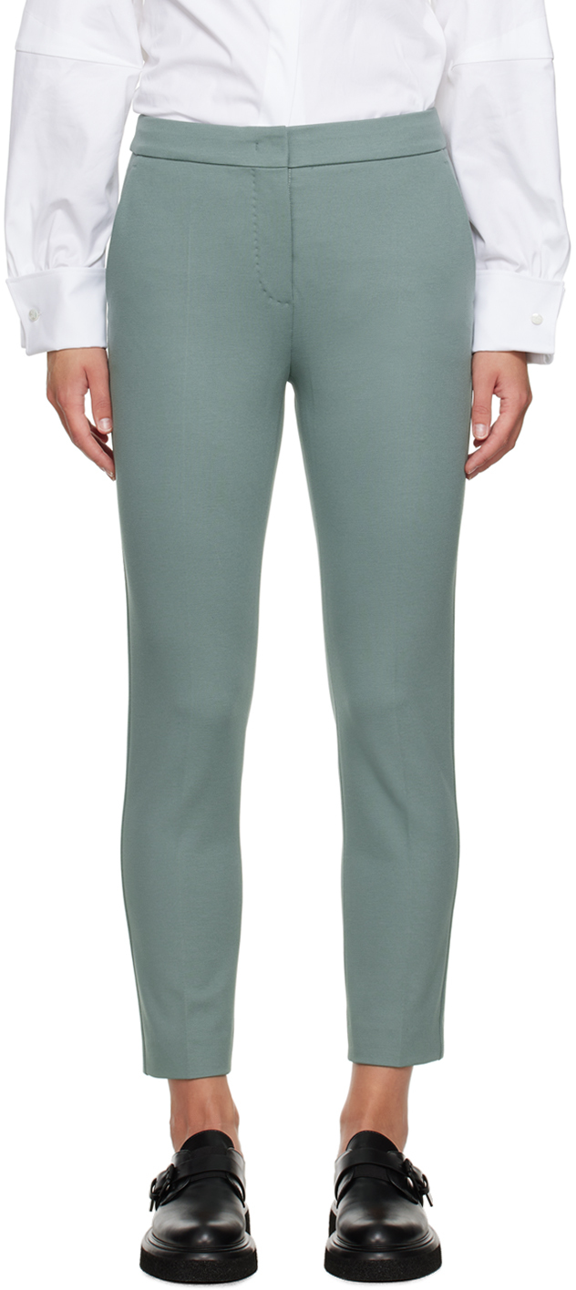 Max Mara Green Cropped Trousers In 014 Sage Green