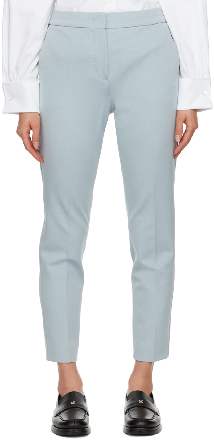 Max Mara Blue Cropped Trousers In 017 Light Blue