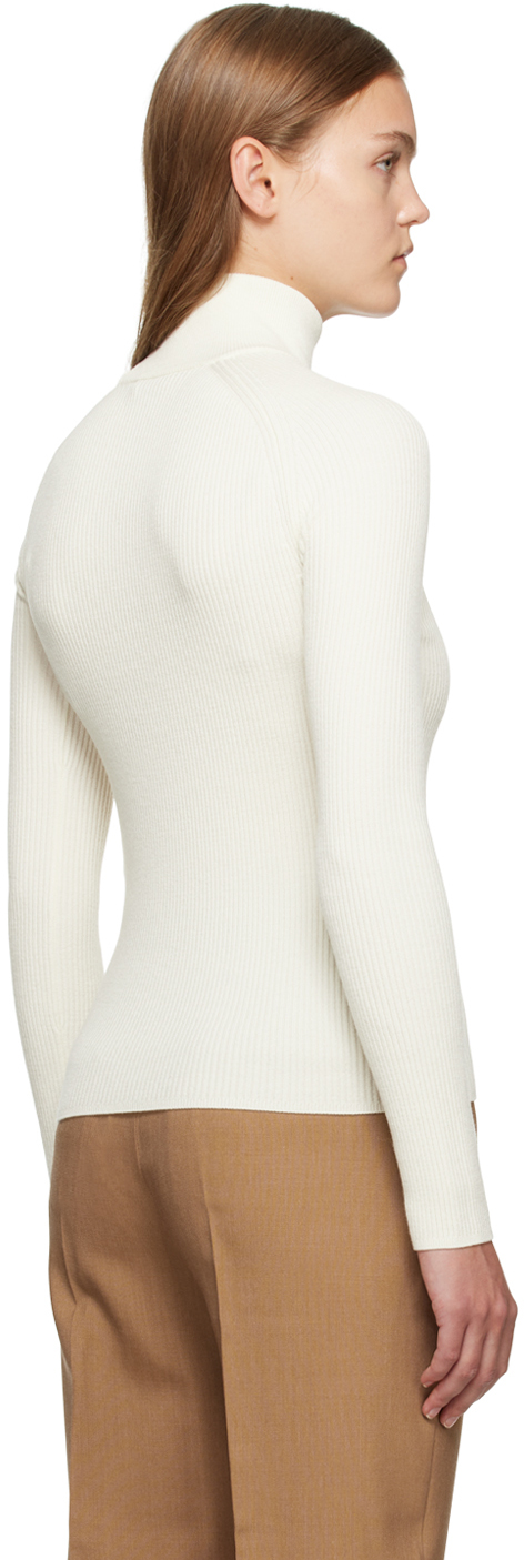 Max Mara White Canard Turtleneck In 001 White