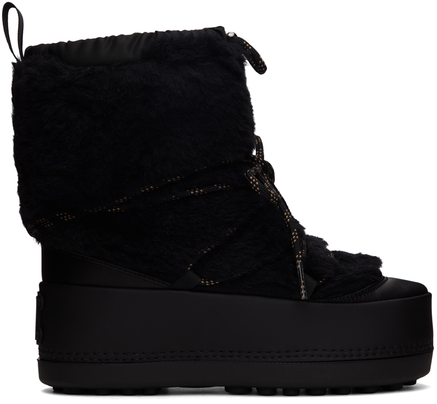 Shop Max Mara Black Faux-fur Teddyski-fur Boots In 008 Black