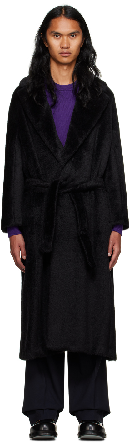 Max Mara Black Oversized Faux-fur Coat In 009 Black