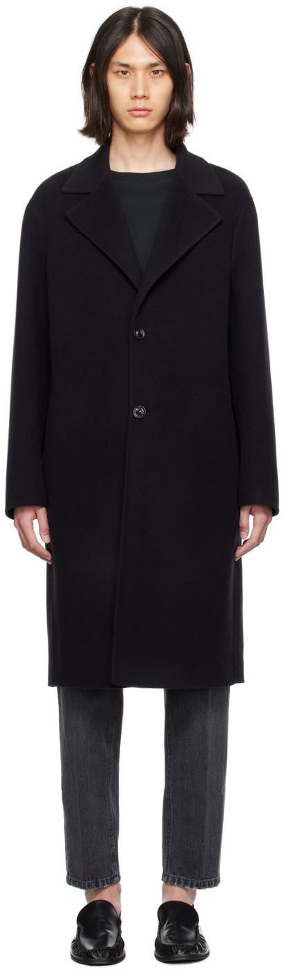 Lardini Black Single-breasted Coat In 999 Black