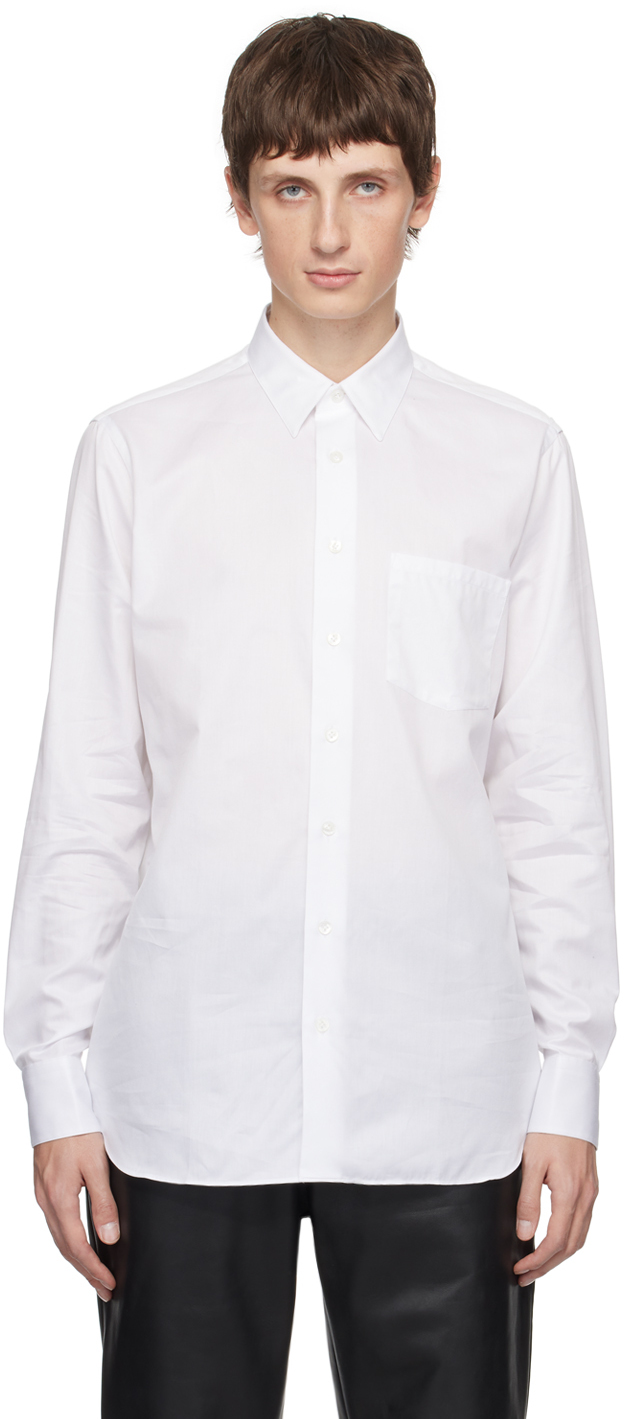 Lardini White Spread Collar Shirt In 100 White