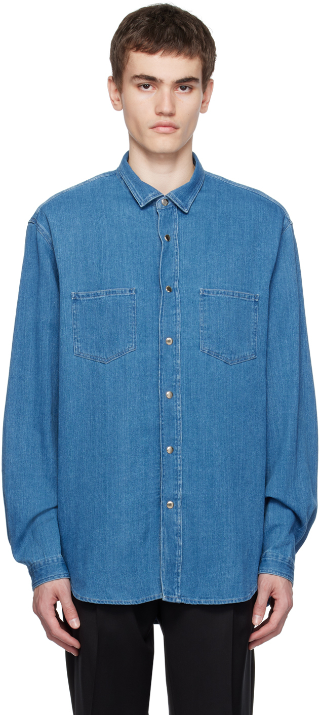 Lardini: Blue Patch Pocket Shirt | SSENSE