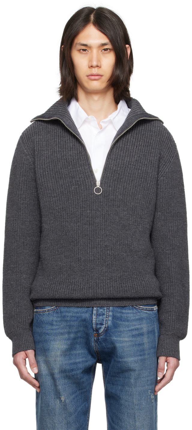 Lardini Gray High Neck Sweater In 930 Grey