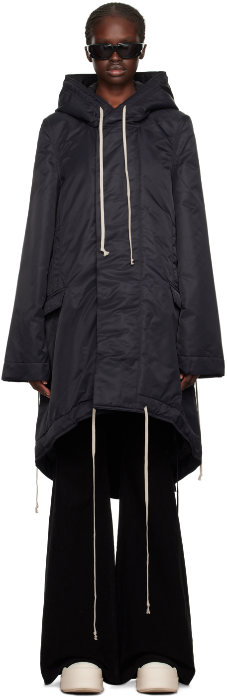 Shop Rick Owens Drkshdw Black Fishtail Coat In 09 Black