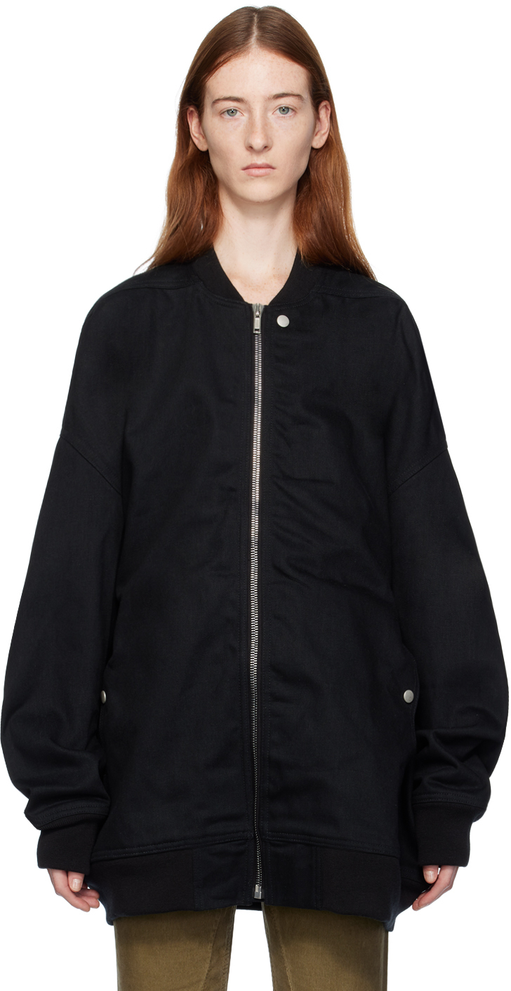 Black Jumbo Flight Bomber Jacket by Rick Owens DRKSHDW on Sale