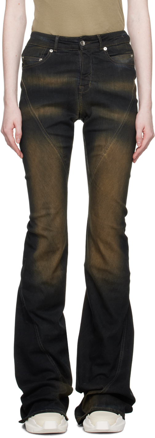 Shop Rick Owens Drkshdw Black & Brown Bias Bootcut Jeans In 84 Mud