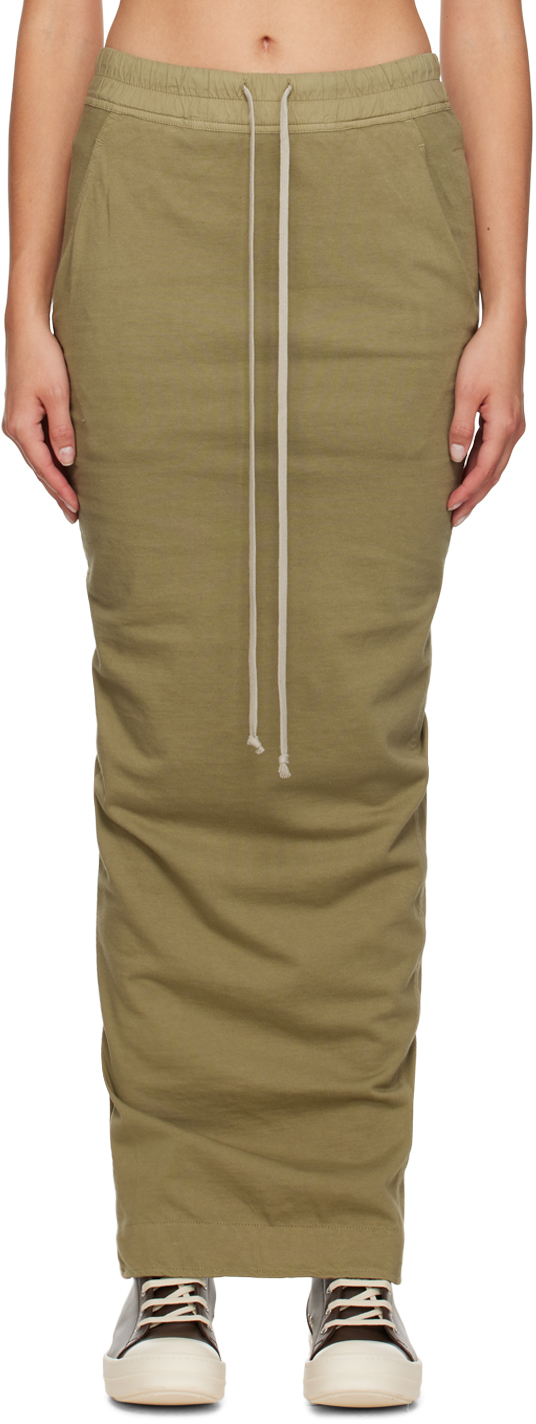 Khaki Pillar Maxi Skirt