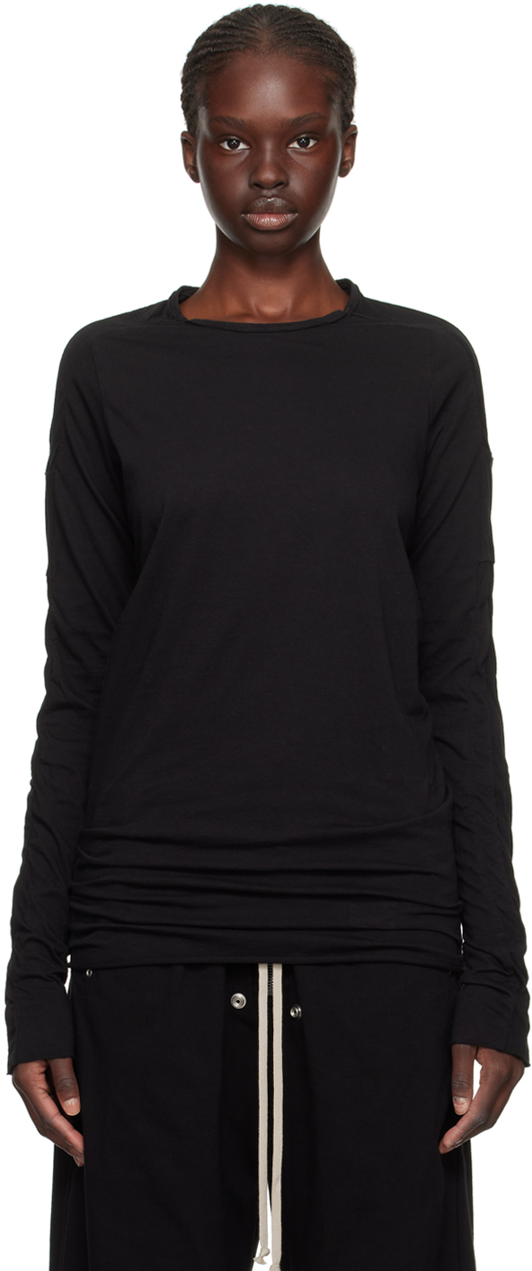 Black Scarification Long Sleeve T-Shirt by Rick Owens DRKSHDW on Sale