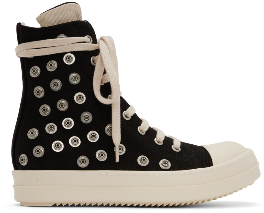 Black Rivet Sneakers by Rick Owens DRKSHDW on Sale