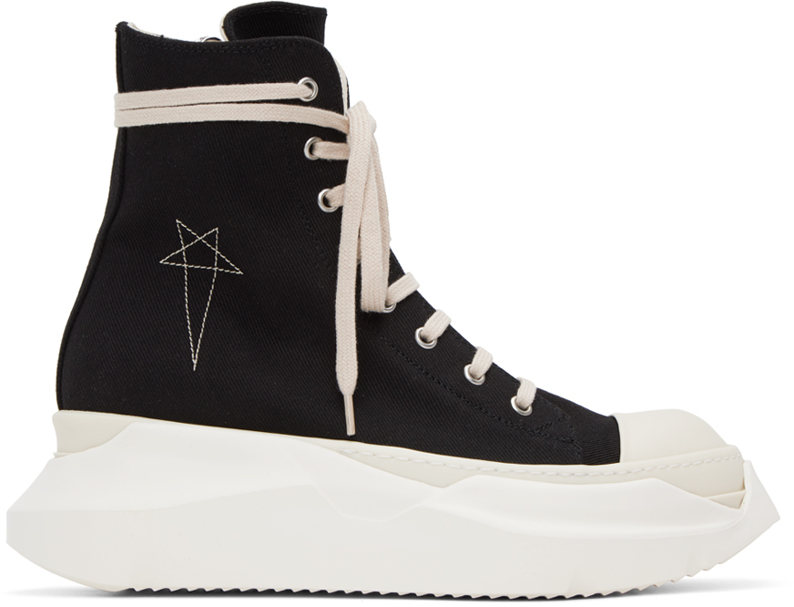 Shop Rick Owens Drkshdw Black Abstract Sneakers In 9811 Black/milk/milk