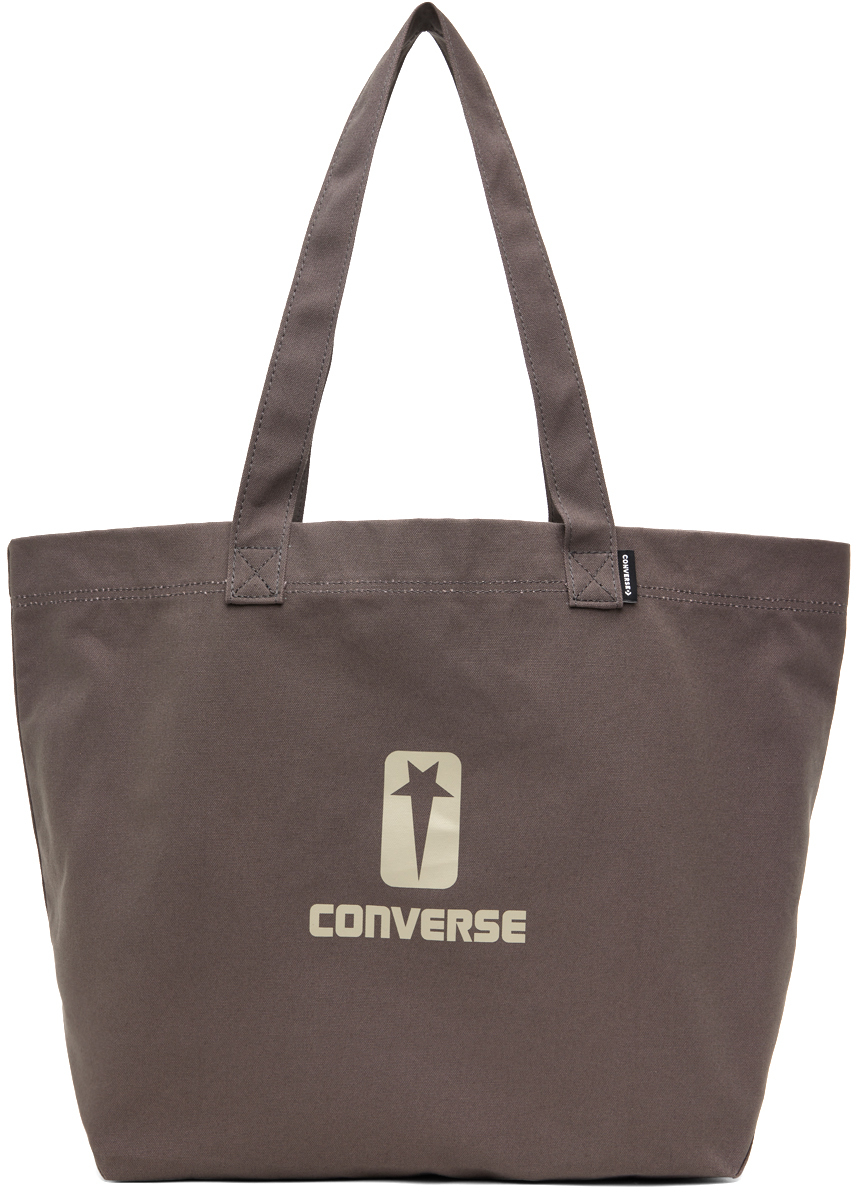 Rick Owens Drkshdw Gray Converse Edition Logo Tote In 34 Dust