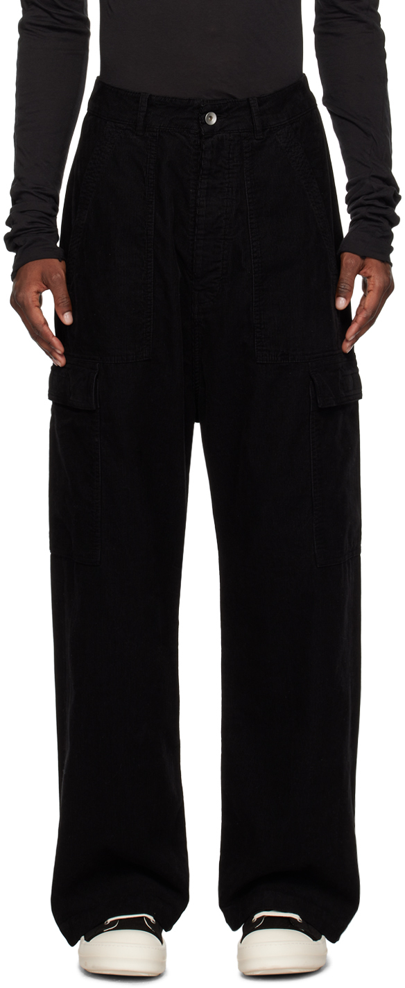 Rick Owens Drkshdw Black Wide-leg Cargo Trousers In 09 Black