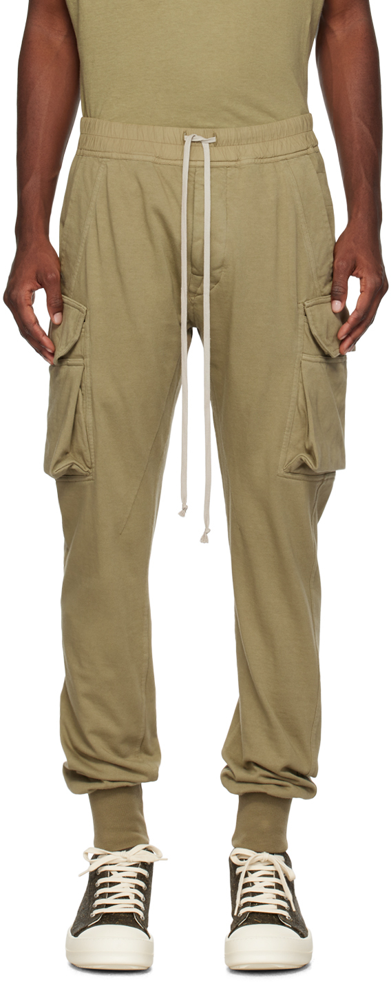Rick Owens Drkshdw Khaki Mastodon Cut Cargo Trousers In 25 Pale Green