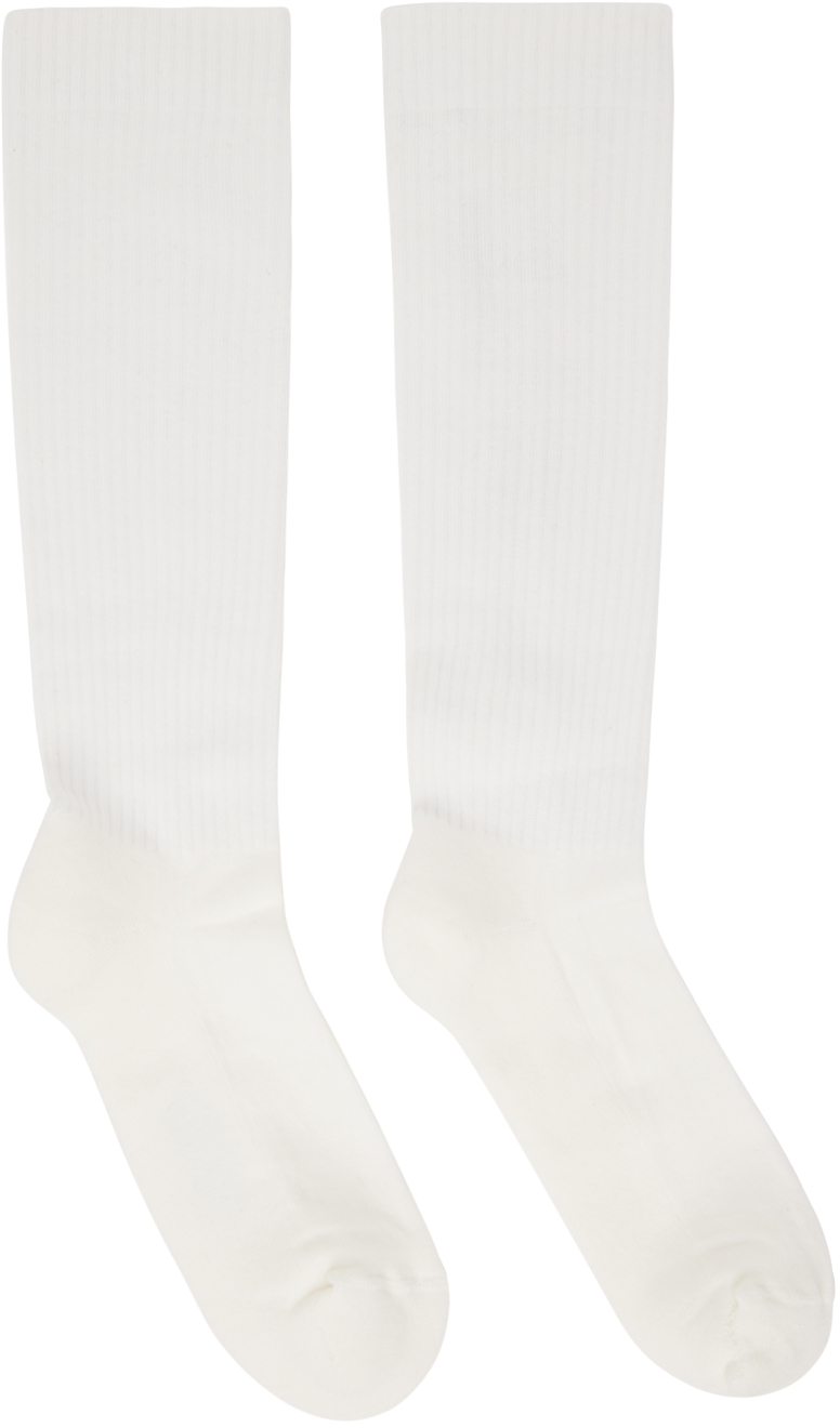 Rick Owens Drkshdw Off-white 'urinal' Socks In 119 Milk/black