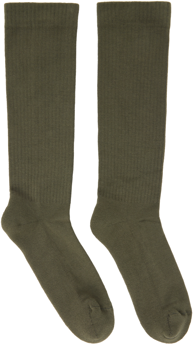Rick Owens Drkshdw Green Luxor Socks In 2511 Pale Green/milk