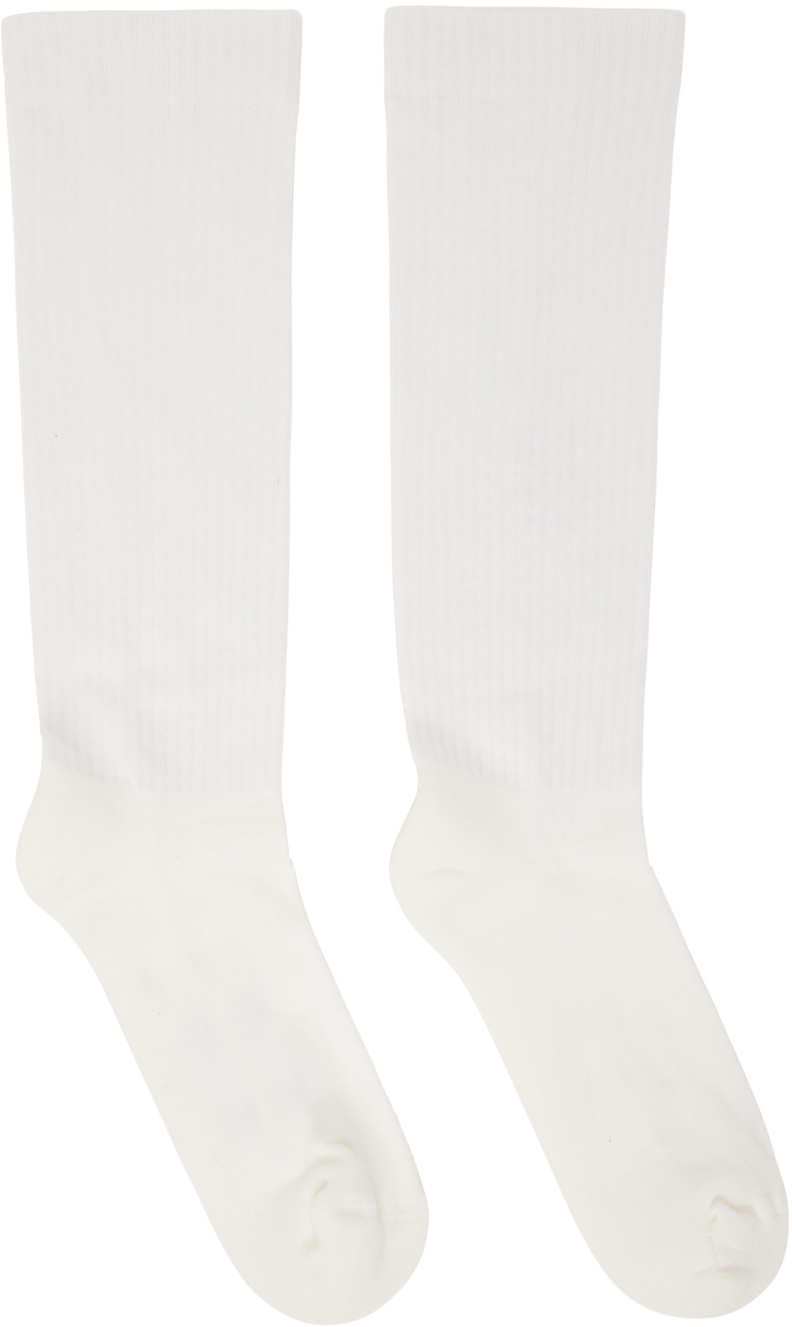 Rick Owens Drkshdw Off-white Luxor Socks In 119 Milk/black