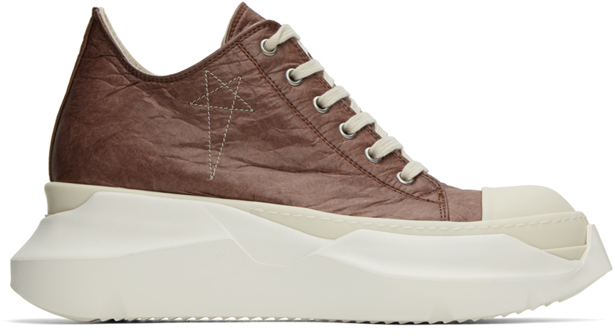 Brown Abstract Low Sneakers by Rick Owens DRKSHDW on Sale