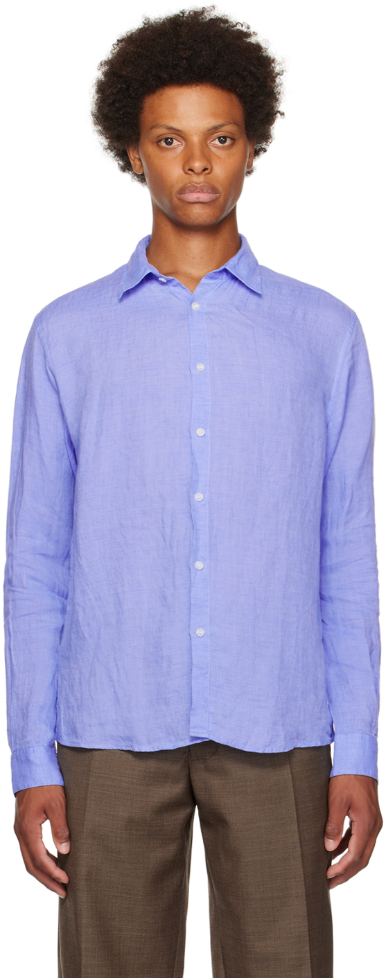 Sunspel Blue Spread Collar Shirt In Busw Cool Blue