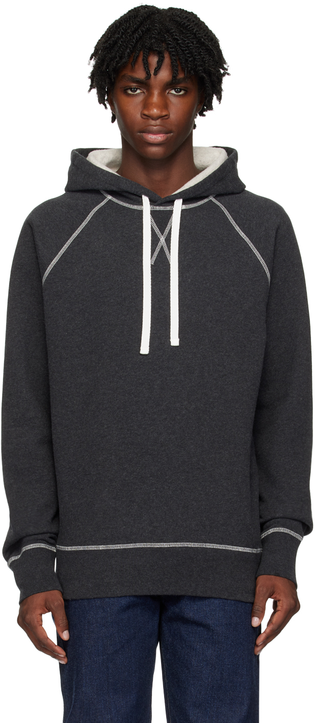 Gray Contrast Stitching Hoodie