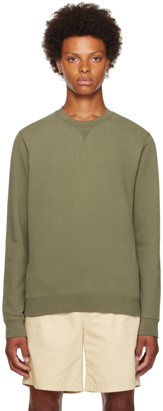 Sunspel Khaki V-stitch Sweatshirt In Gngc Hunter Green