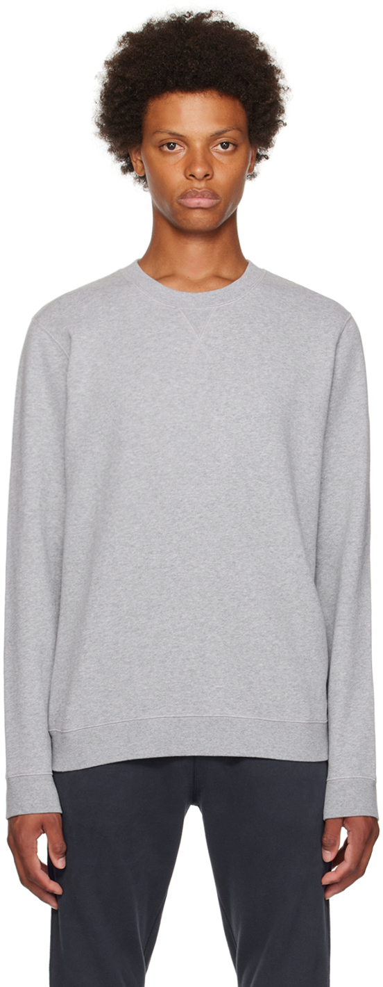 Sunspel Grey V-stitch Sweatshirt In Gyaa Grey Melange