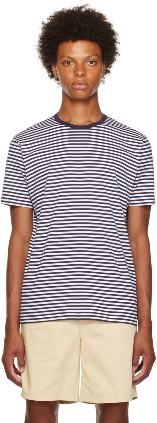 Navy & White Classic T-Shirt by Sunspel on Sale