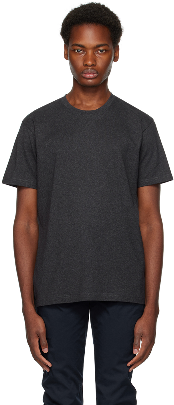 Sunspel Gray Riviera T-shirt In Charcoal Melange